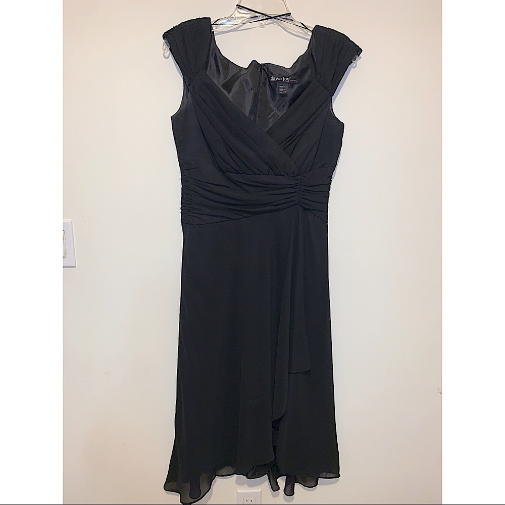 Black Evening Cocktail V Neck Dress